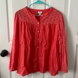 J. Crew Factory Button-Down Eyelet Top